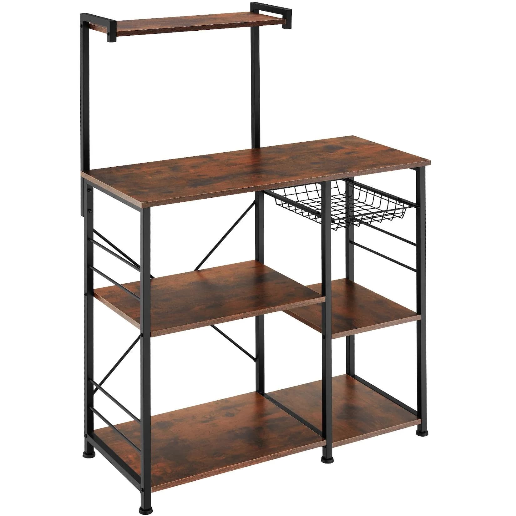 tectake® Küchenregal Industrial Style 6 Ablagen Gitterkorb