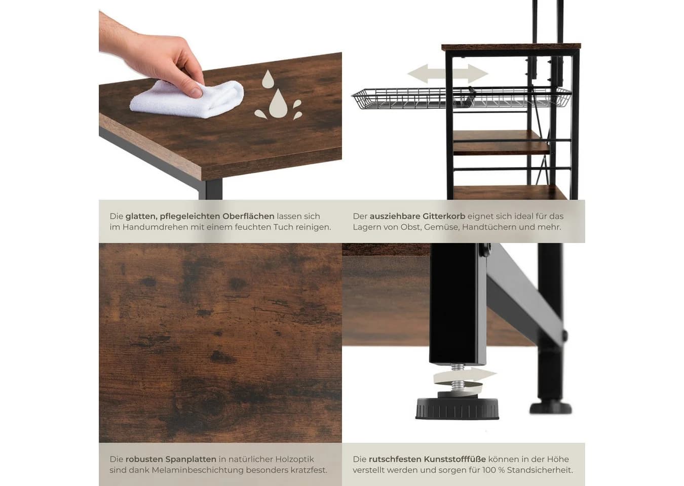 tectake® Küchenregal Industrial Style 6 Ablagen Gitterkorb - Bild 5