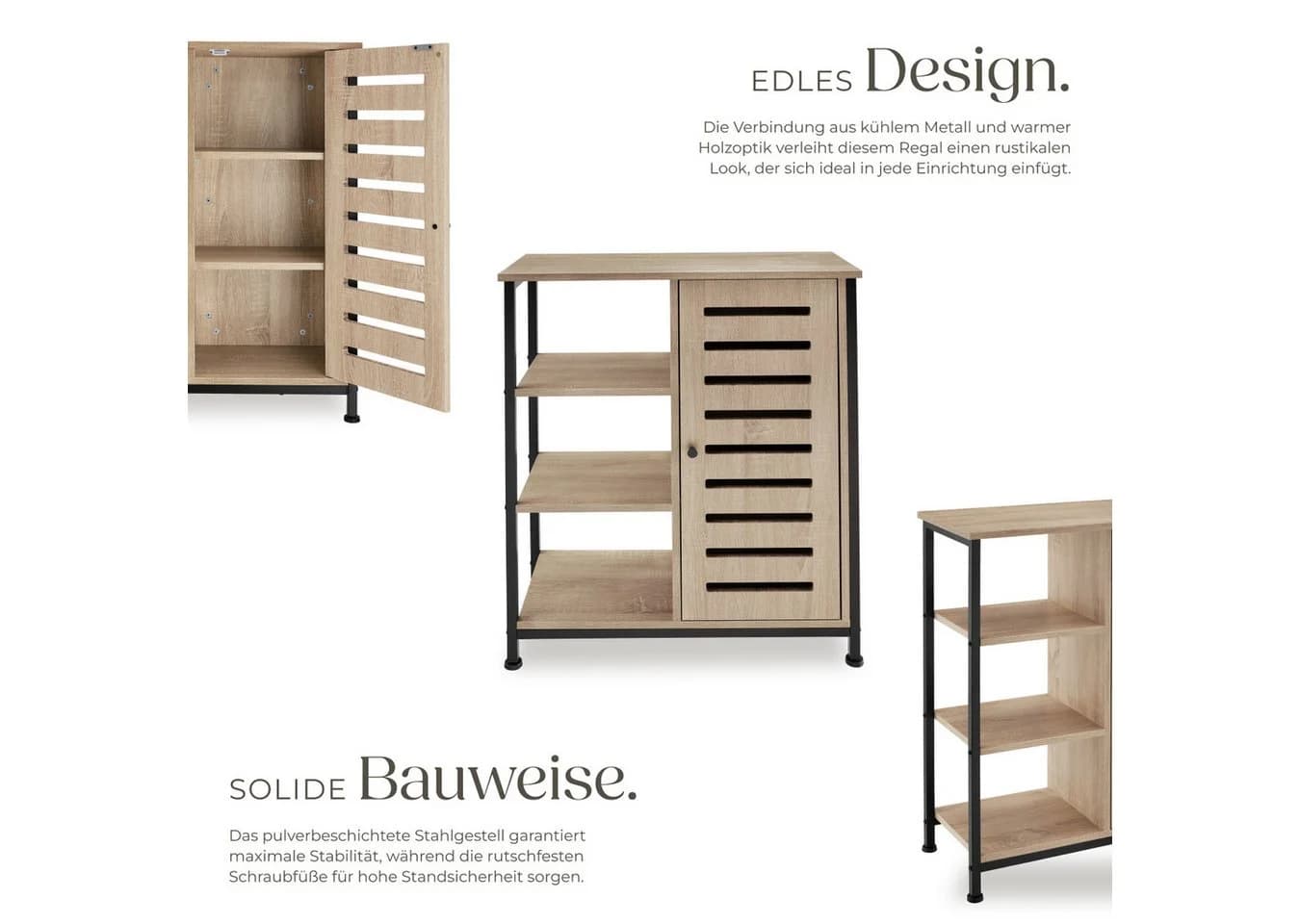 tectake Highboard Sideboard Industrial Style Braun/Silber - Bild 4