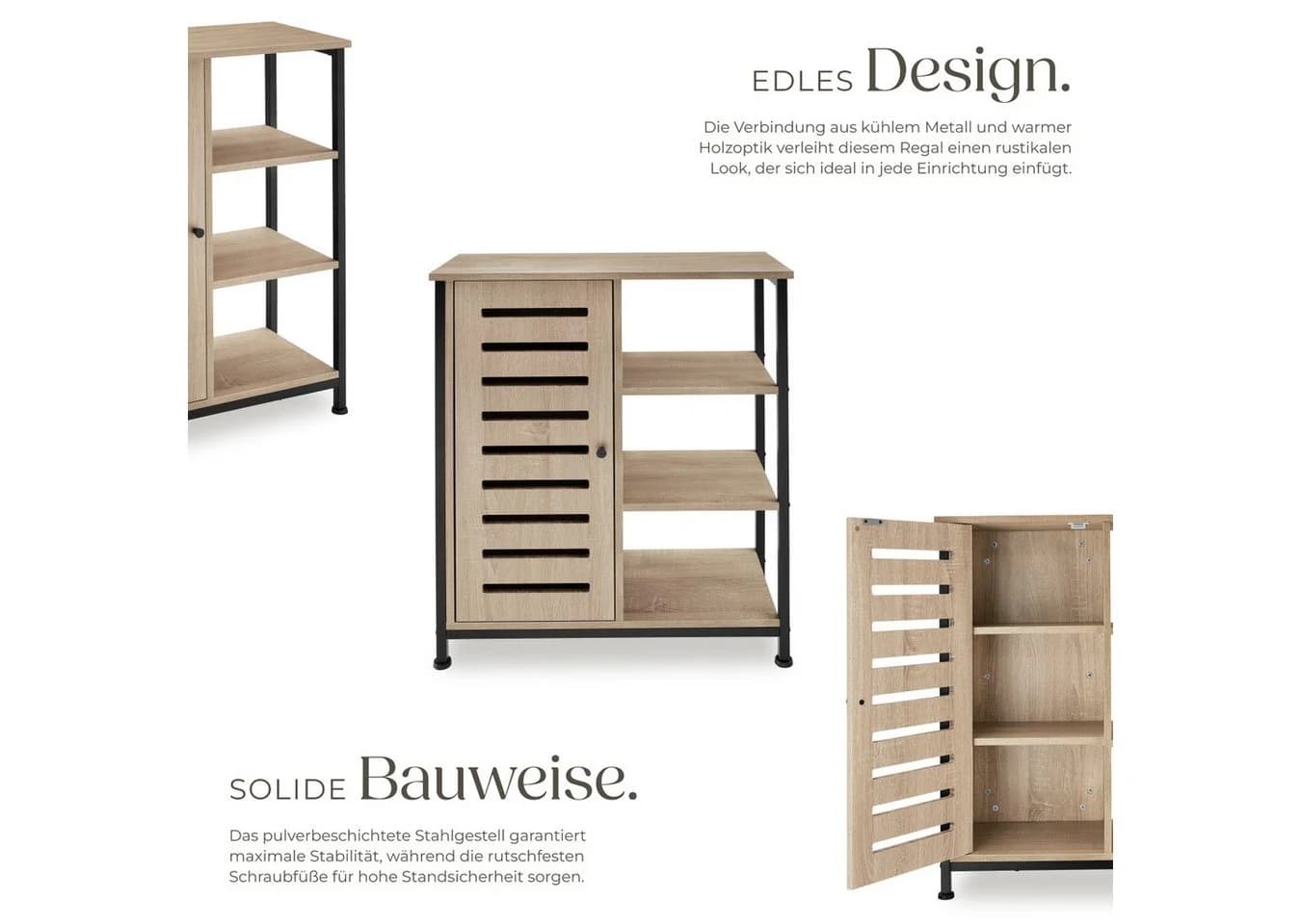 tectake® Sideboard Industrial Style mit Ablage und 3 offenen Fächern - Bild 4