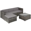 TECTAKE Loungeset Rattan Grau 5-tlg. UV-beständig mit Sicherheitsglas Bild 1