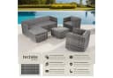 tectake Loungeset Rattan Grau 7-tlg. UV-beständig mit Glasplatte Bild 2