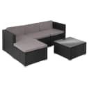 TECTAKE Loungeset Rattan 5-tlg. Schwarz mit Glasplatte Bild 1