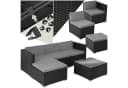 TECTAKE Loungeset Rattan 5-tlg. Schwarz mit Glasplatte Bild 3