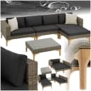 tectake® Rattan Lounge Set mit Aluminiumgestell & Sicherheitsglasplatte Bild 1