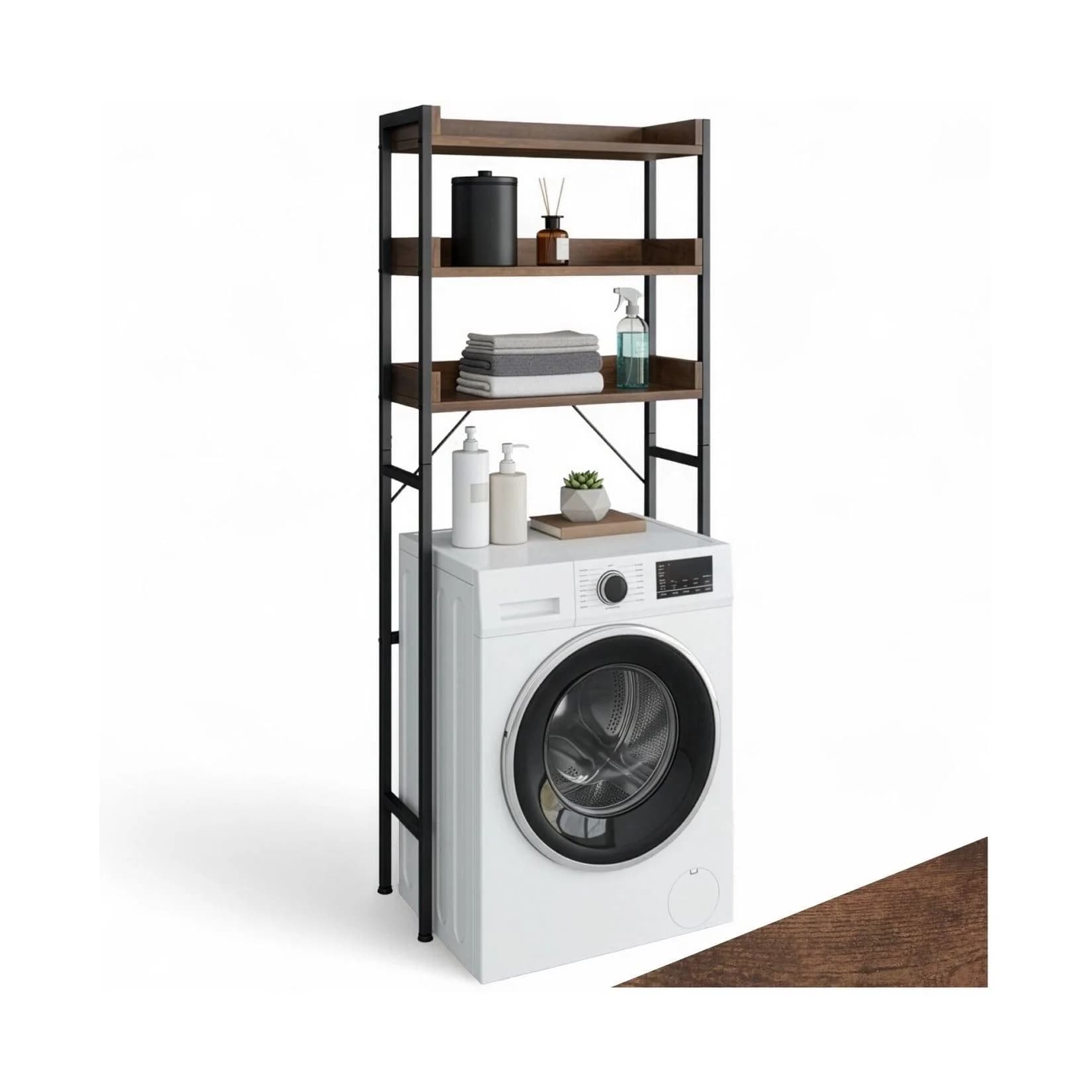 tectake Badregal Industrial Style Dunkelbraun Stahl
