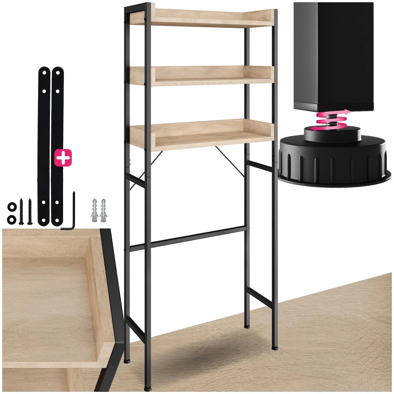 tectake Badregal Seattle 3 Ebenen Industrial Style Braun/Silber
