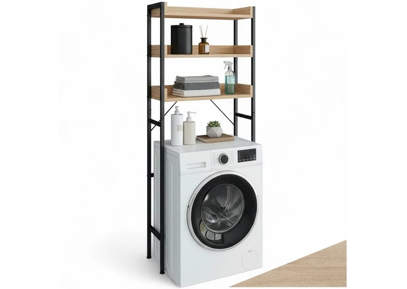 tectake Badregal Seattle 3 Ebenen Industrial Style Braun/Silber - Bild 3