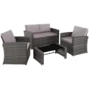 tectake Loungeset Rattan 5-tlg. Grau UV-beständig mit Kissen Bild 1