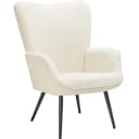 tectake Relaxsessel Hygge Polstersessel Bouclé Creme/Schwarz Bild 1