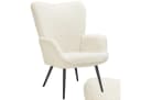 tectake Relaxsessel Hygge Polstersessel Bouclé Creme/Schwarz Bild 3