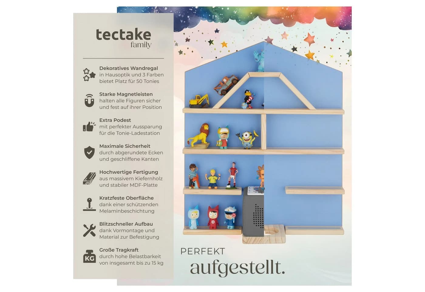 tectake Wandregal Mylittle Story Blau für bis zu 50 Tonies - Bild 2