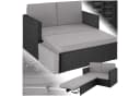 tectake Loungeset Rattan 2-Sitzer mit Hocker Schwarz/Grau Bild 3
