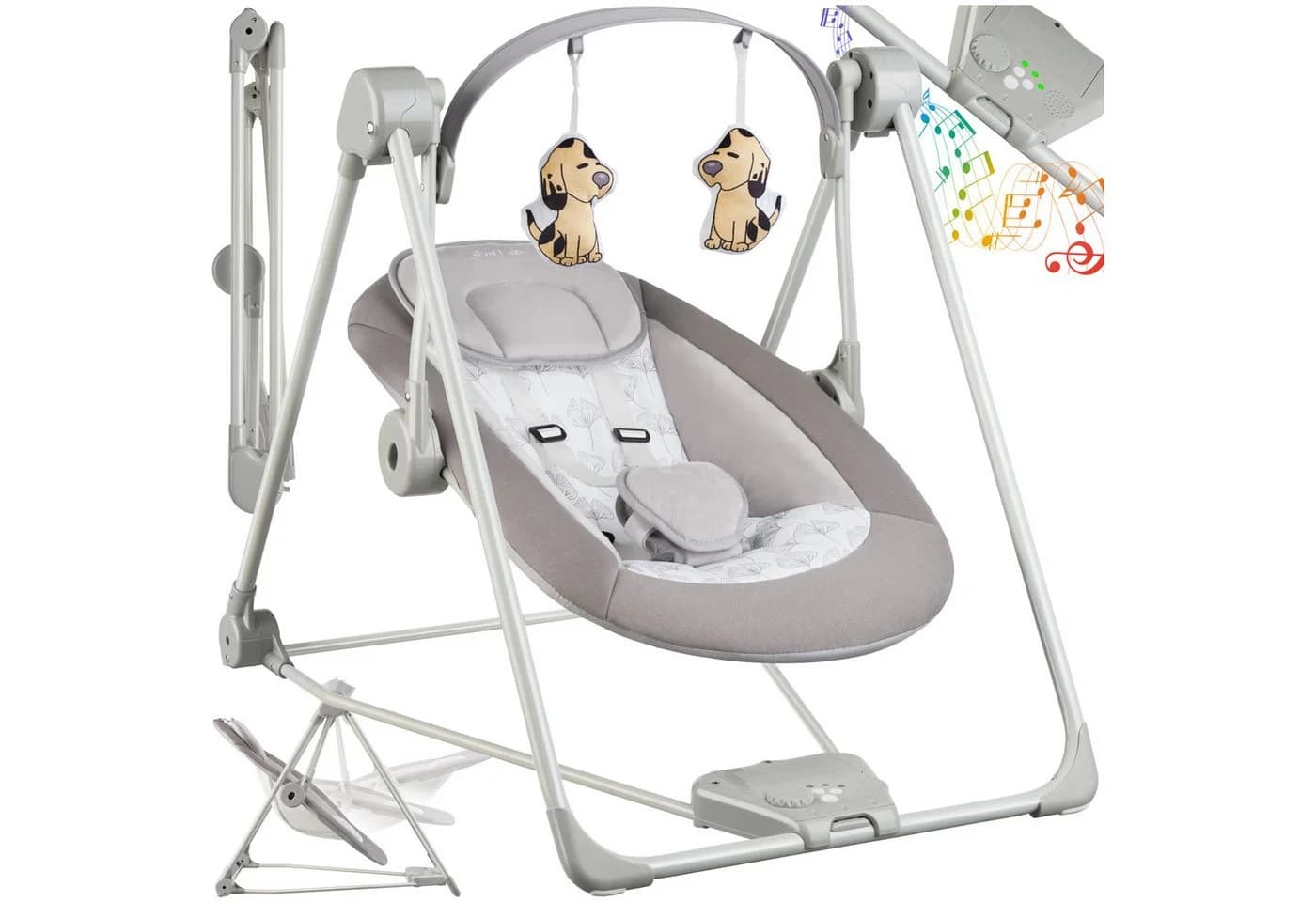tectake Babyschaukel Dogs mit TrueSpeed-Technologie Grau - Bild 2