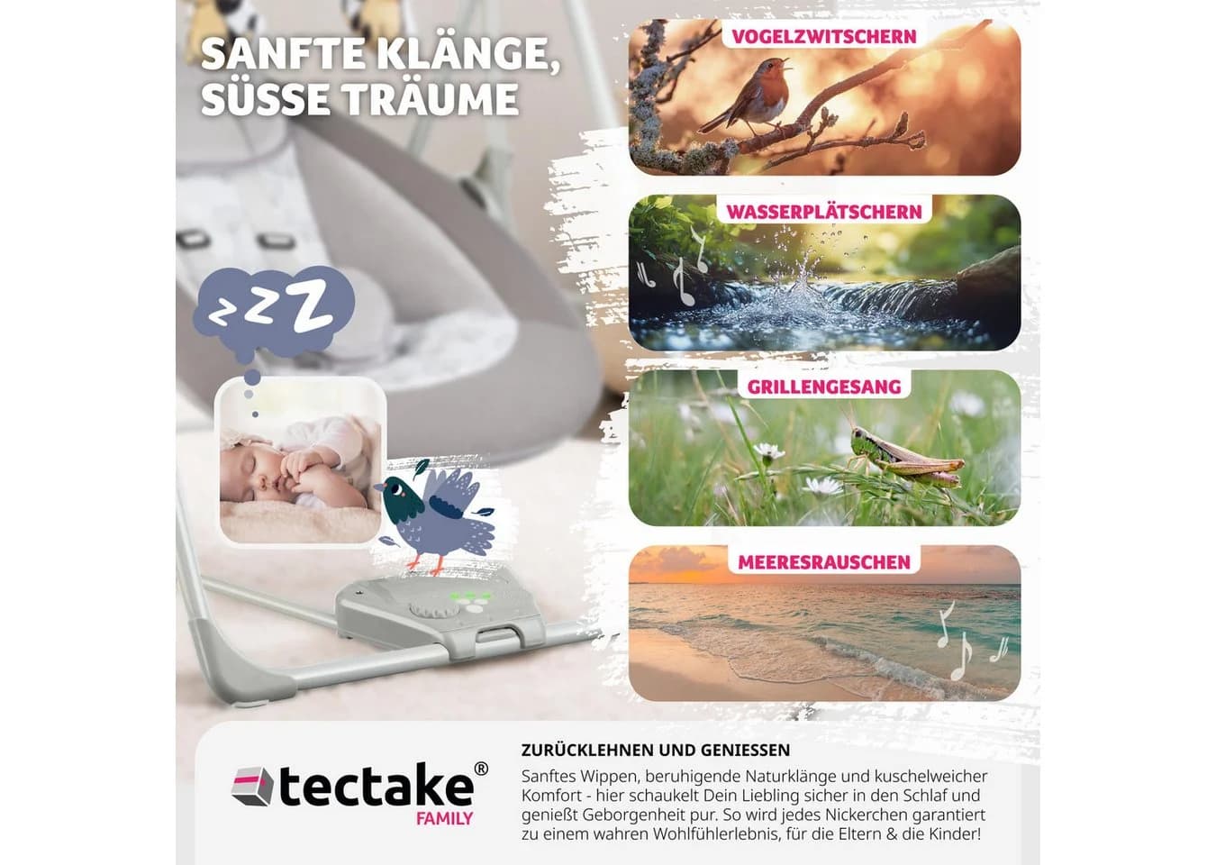 tectake Babyschaukel Dogs mit TrueSpeed-Technologie Grau - Bild 4