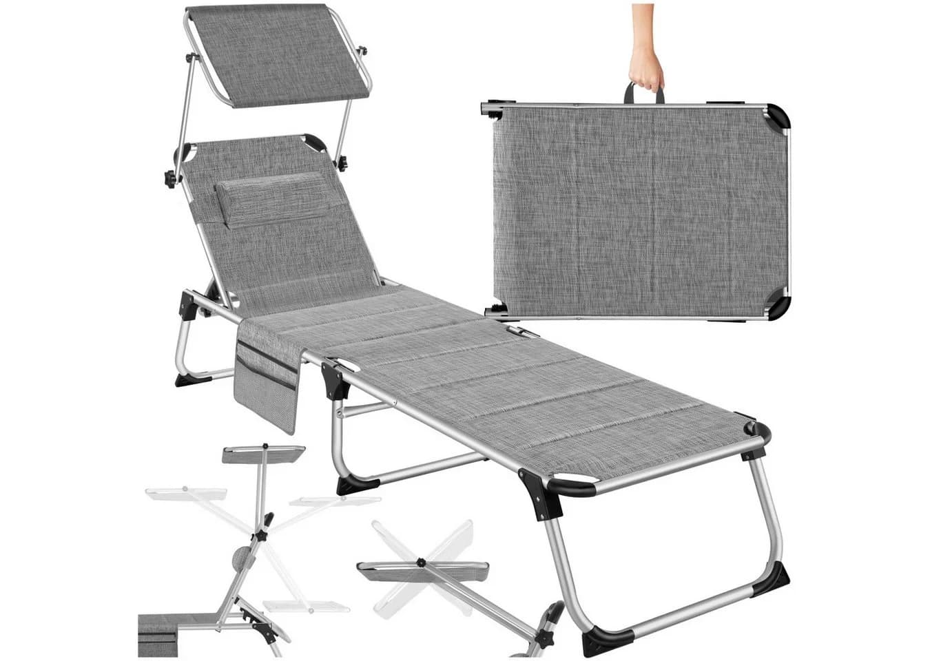 tectake Aluminium Sonnenliege Lorella mit verstellbarer Rückenlehne und Kissen - Bild 3