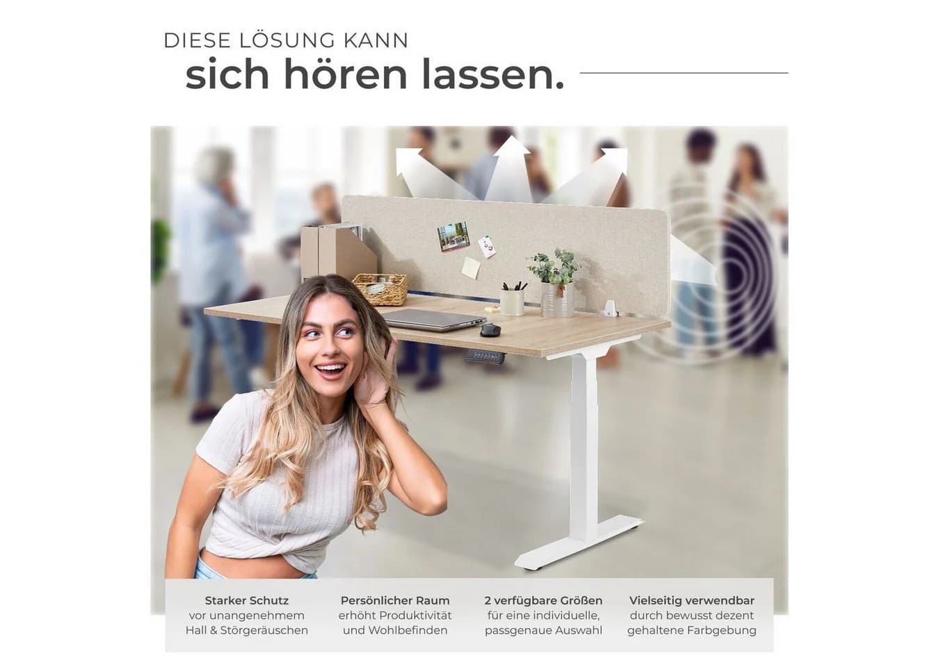 tectake Raumteiler Schreibtisch Trennwand Beige Modern - Bild 4