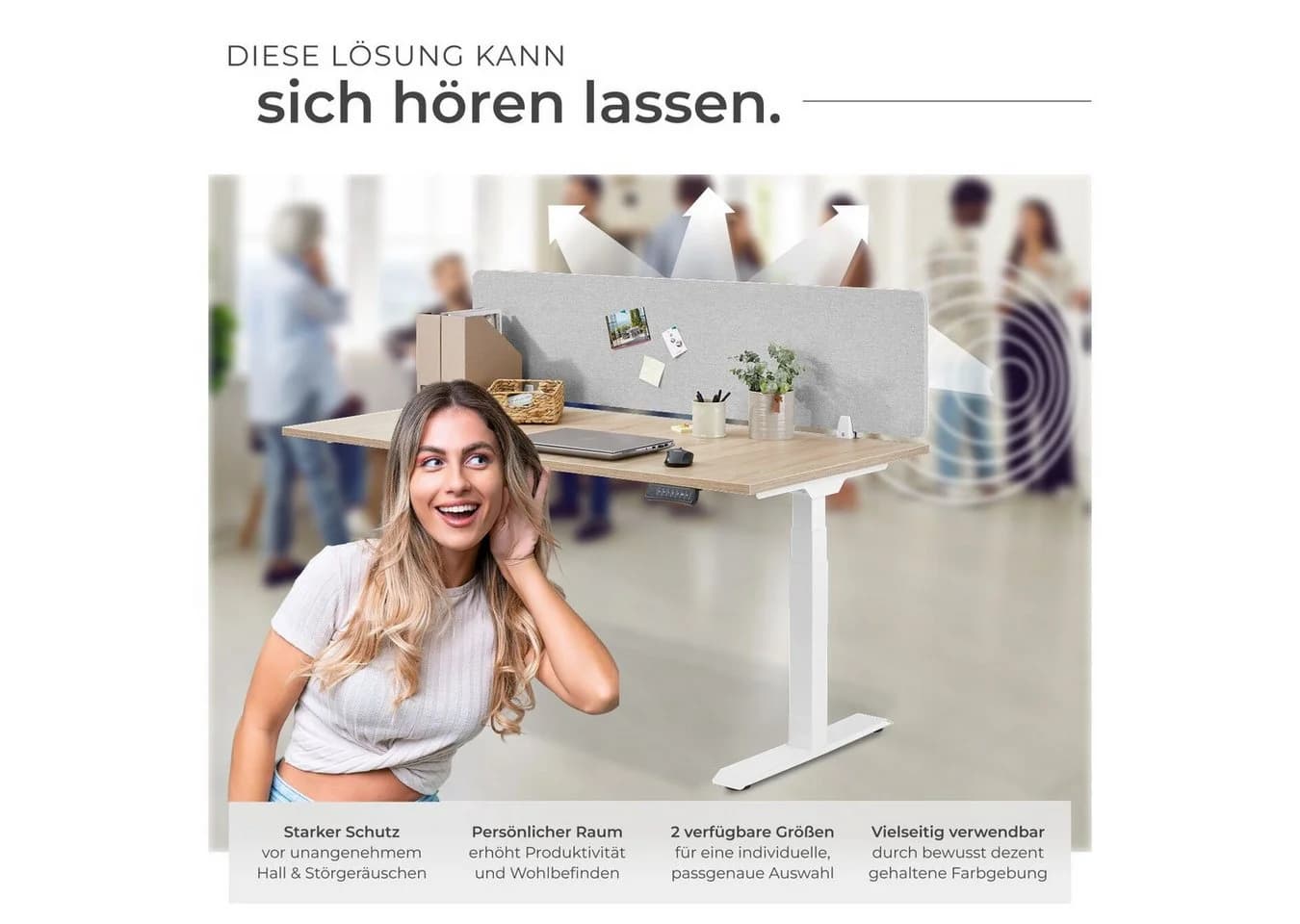 tectake Raumteiler Schreibtisch Trennwand Grau Akustik - Bild 4