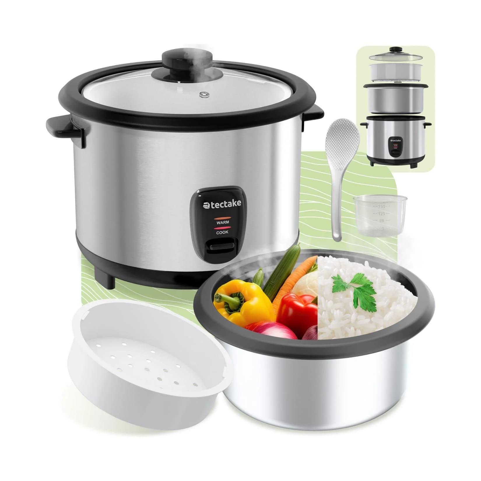 tectake® Reiskocher 1,8 l für 10 Portionen