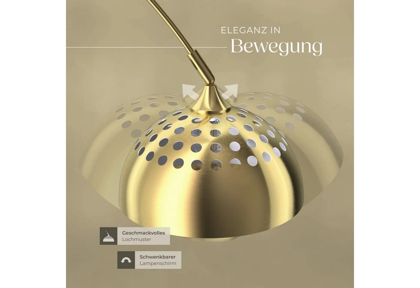 tectake Bogenleuchte Arcus Gold Verstellbar Retro Design - Bild 4