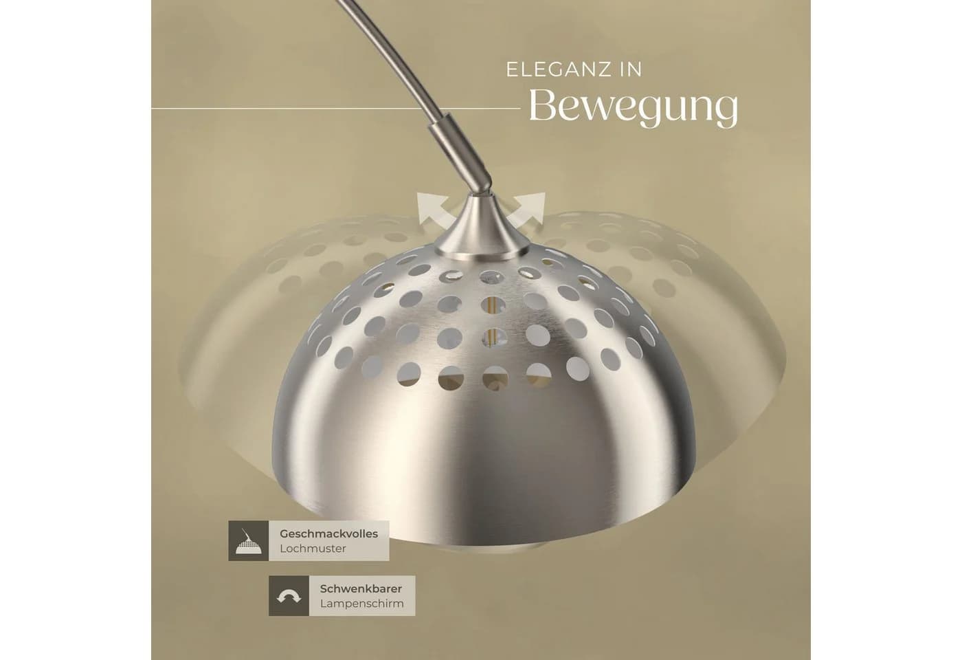 tectake Stehlampe Bogenleuchte LED Verstellbar Retro Nickel Matt - Bild 4
