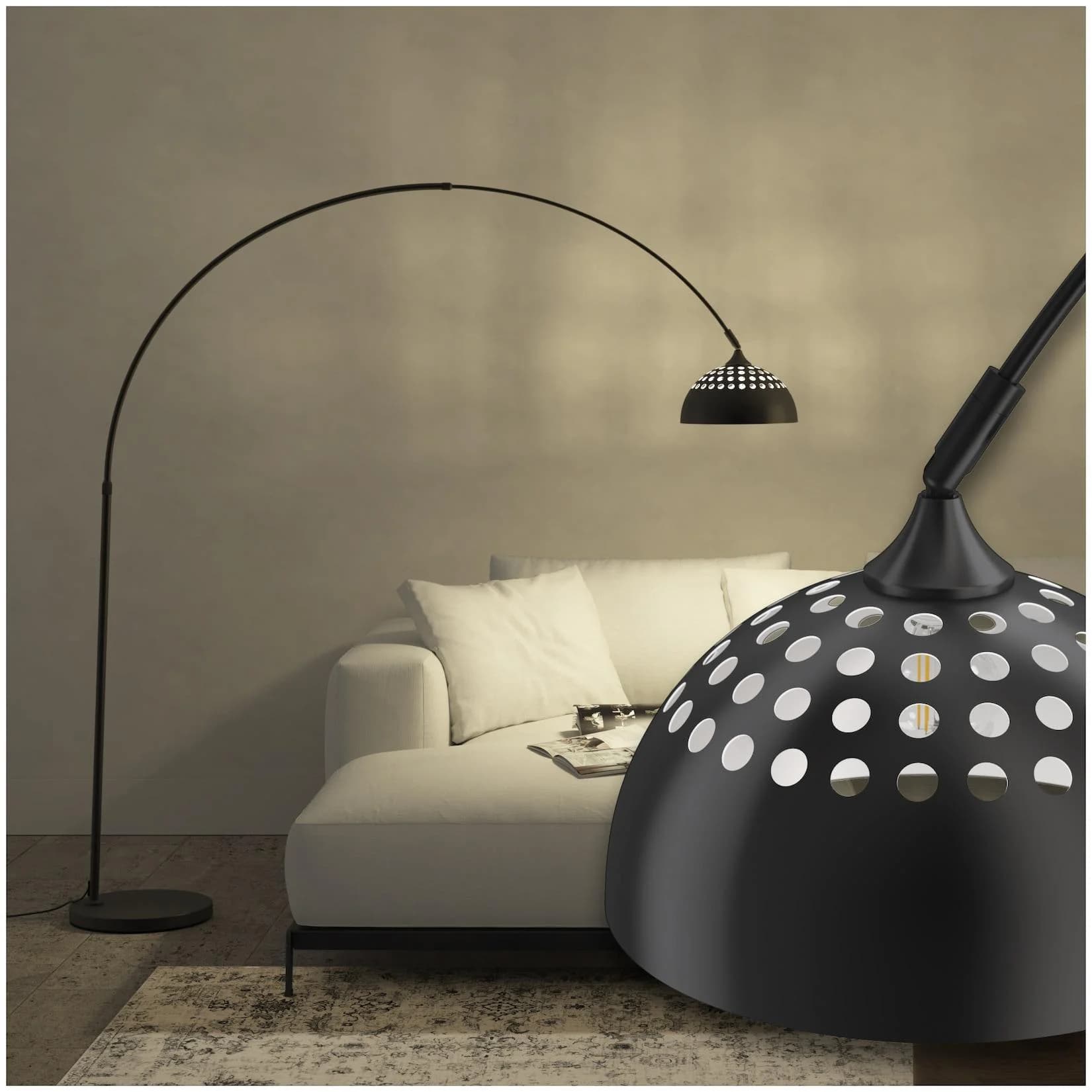 tectake Stehlampe Bogenleuchte Schwarz Verstellbar Retro Design