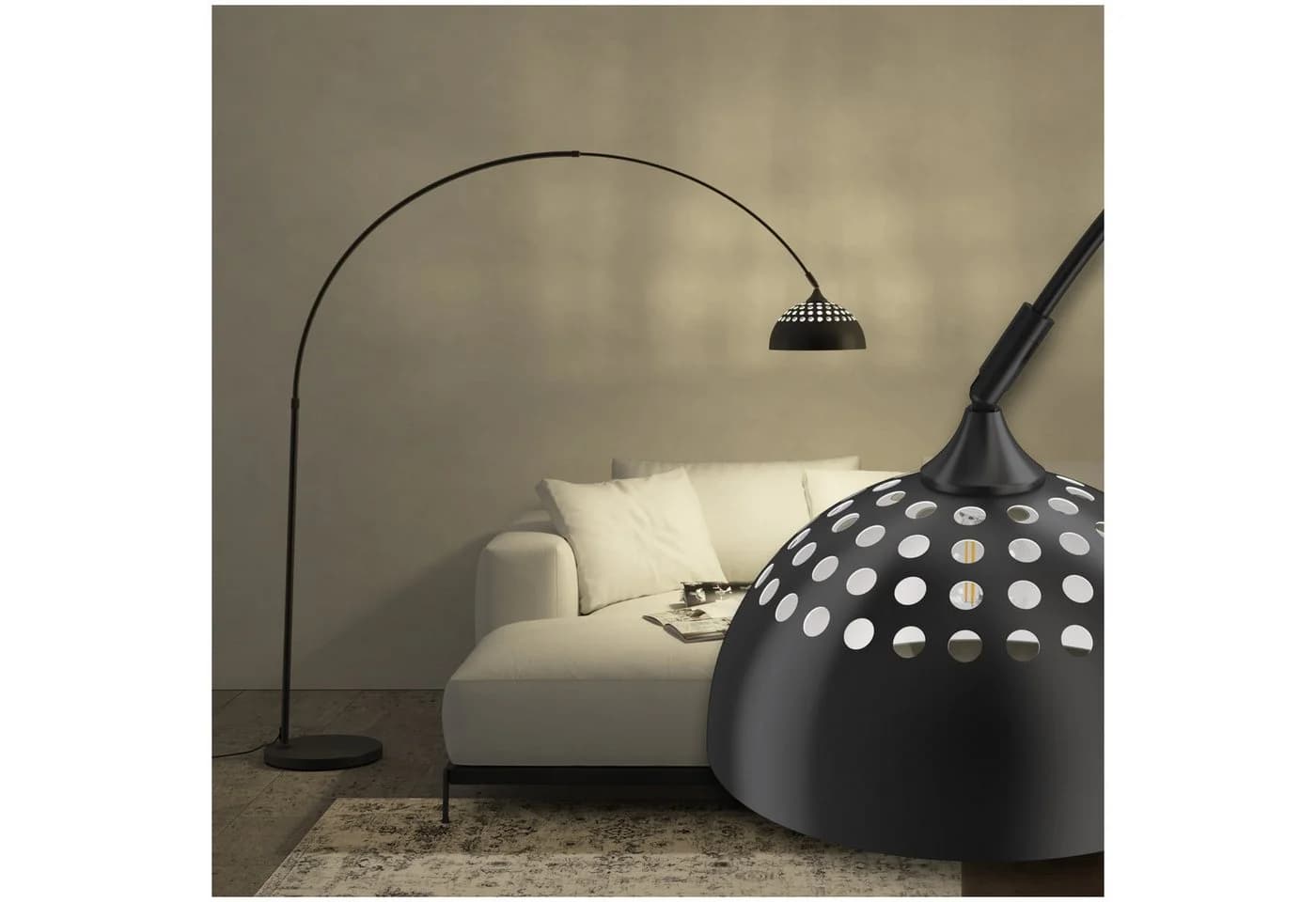 tectake Stehlampe Bogenleuchte Schwarz Verstellbar Retro Design - Bild 3