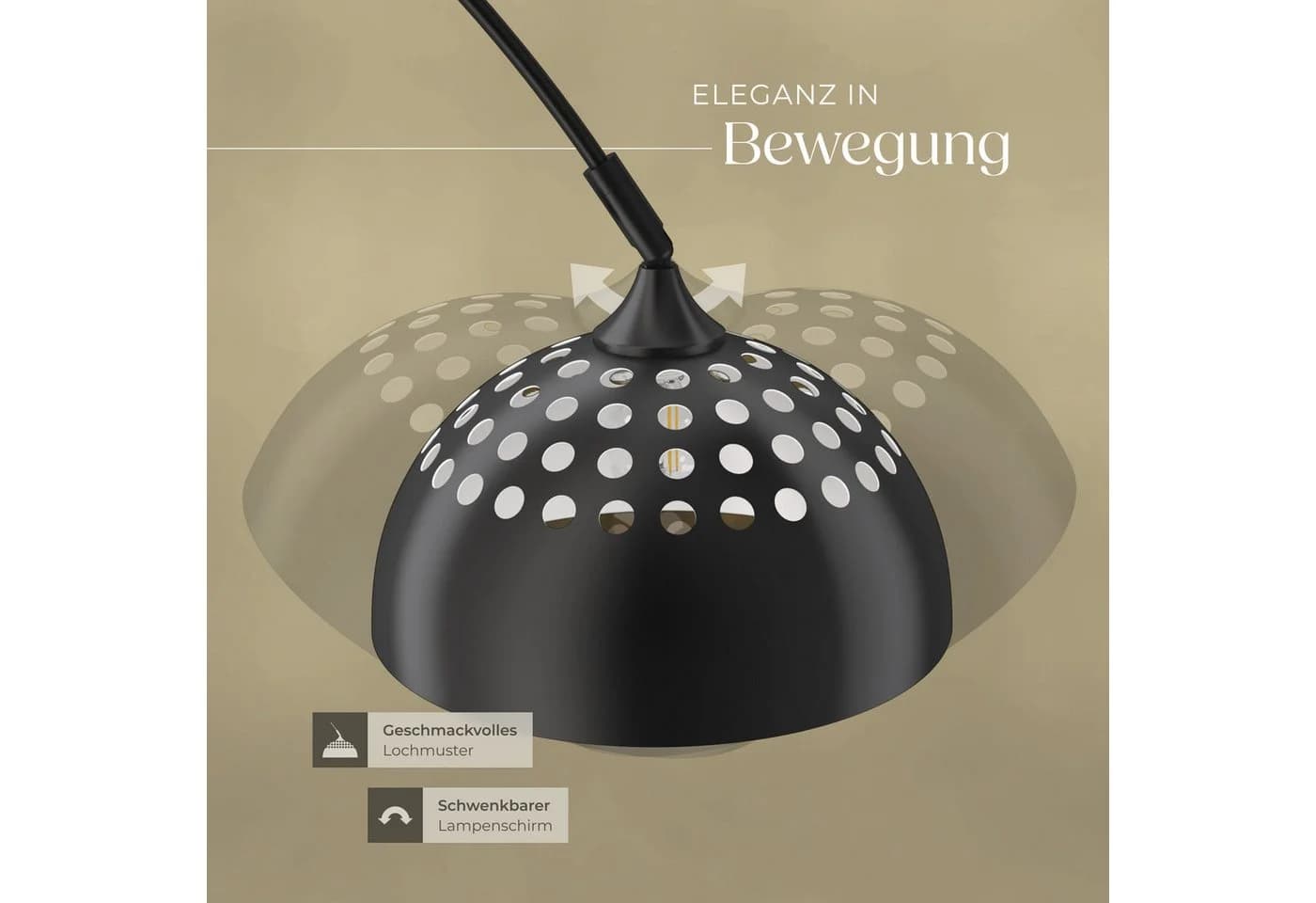 tectake Stehlampe Bogenleuchte Schwarz Verstellbar Retro Design - Bild 4