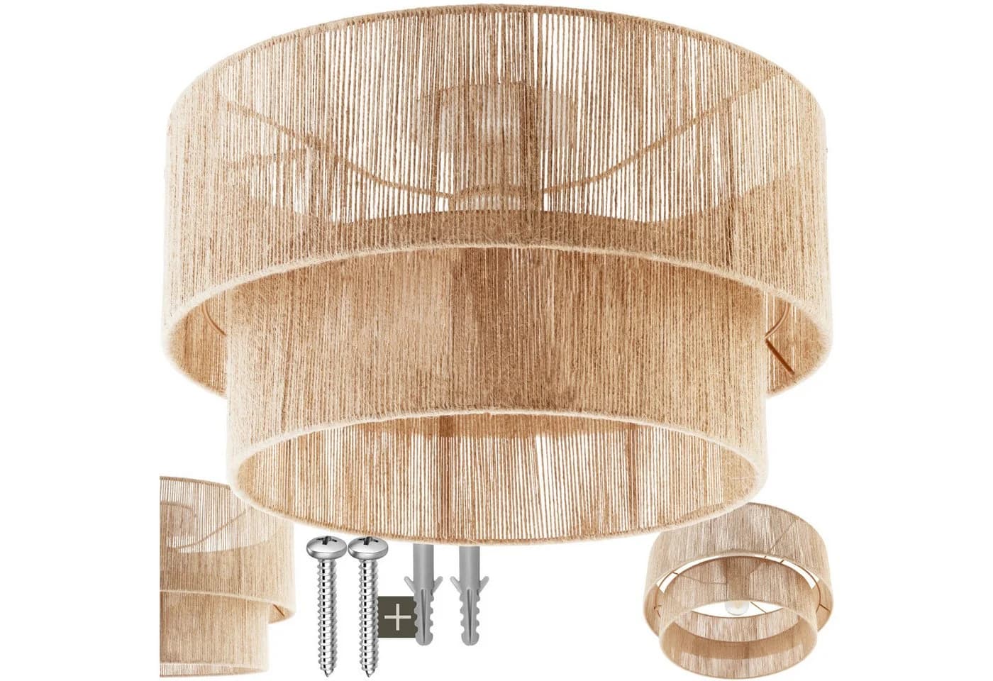 tectake Deckenleuchte Boho Jute-Lampe Lignea Lux Hängelampe - Bild 3