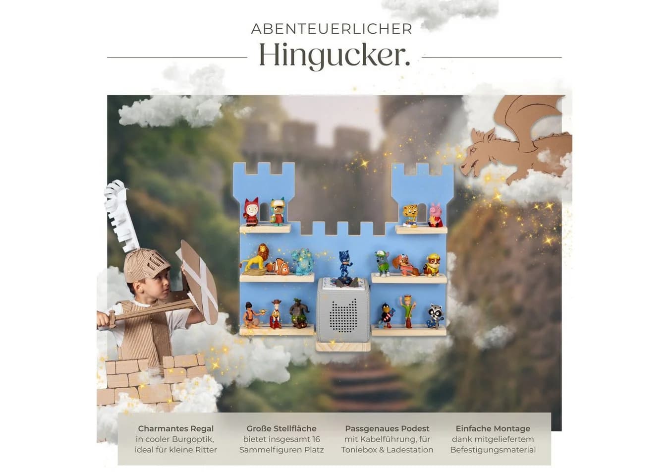 tectake Wandregal MyLittleStory Fortress für bis zu 16 Tonies - Bild 3