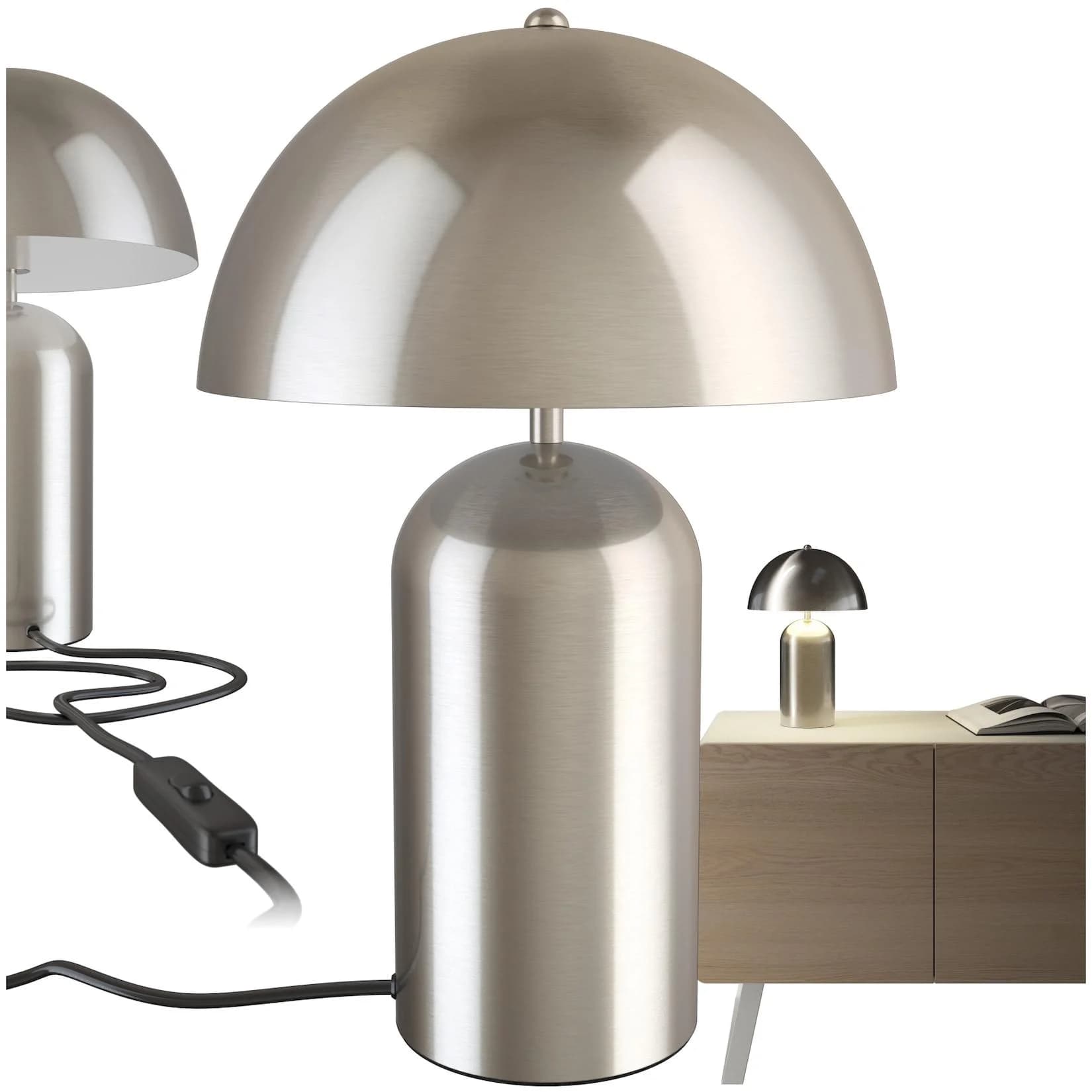 TECTAKE Schreibtischlampe Retro Pilzdesign Silber Matt