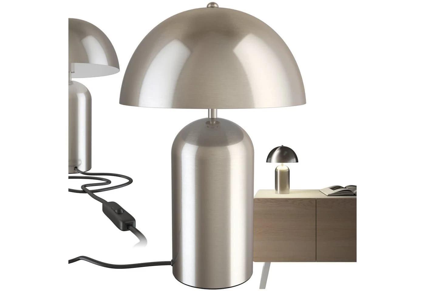 TECTAKE Schreibtischlampe Retro Pilzdesign Silber Matt - Bild 3