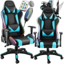 tectake Gaming-Stuhl Tartaros Schwarz/Blau mit LED & Massage Bild 1