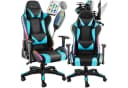 tectake Gaming-Stuhl Tartaros Schwarz/Blau mit LED & Massage Bild 3