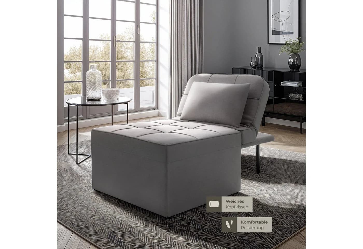 tectake Schlafhocker Ponto 4-in-1 Grau Verstellbar - Bild 5