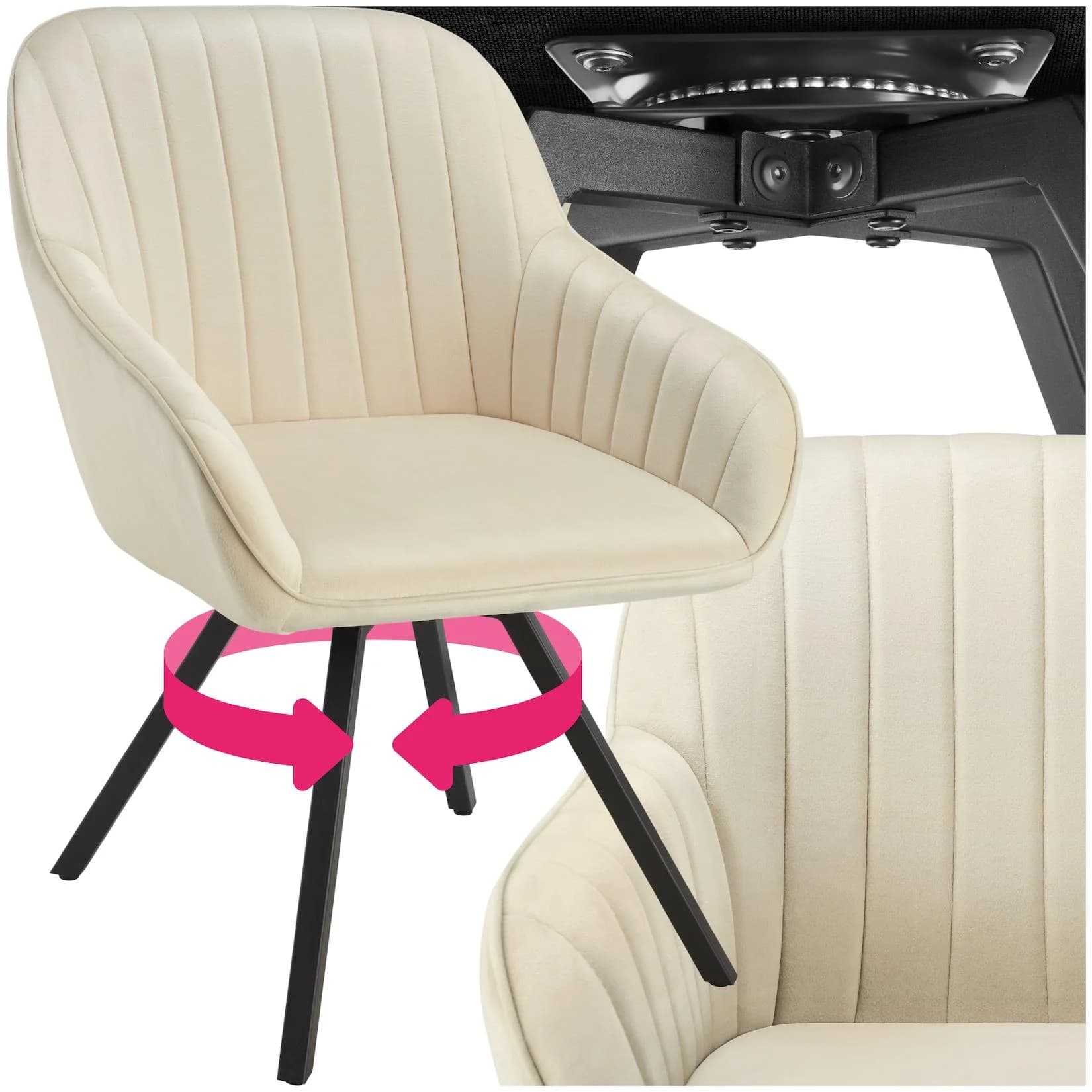 TECTAKE Esszimmerstuhl Snug Drehbar Samtoptik Beige