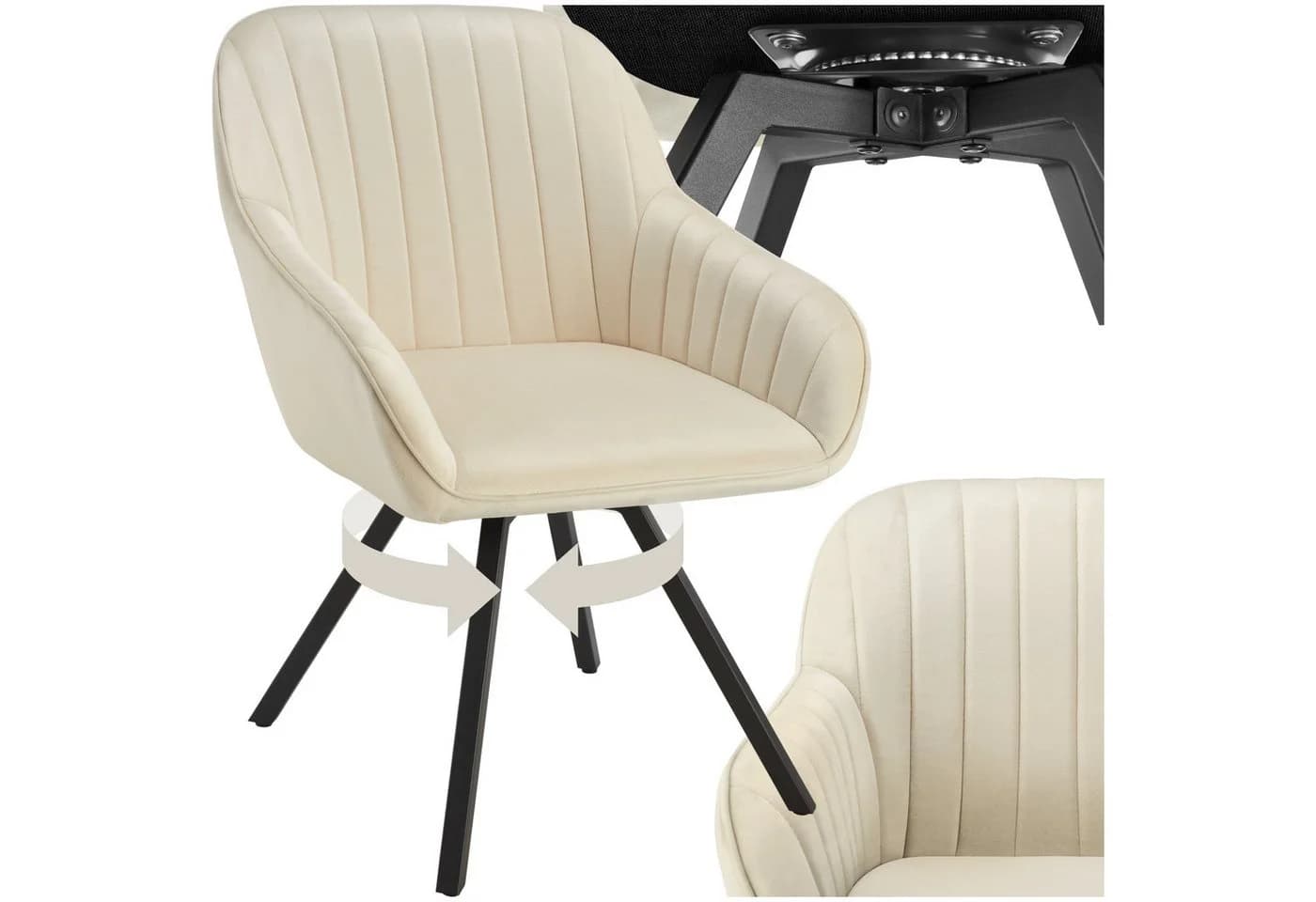 TECTAKE Esszimmerstuhl Snug Drehbar Samtoptik Beige - Bild 3