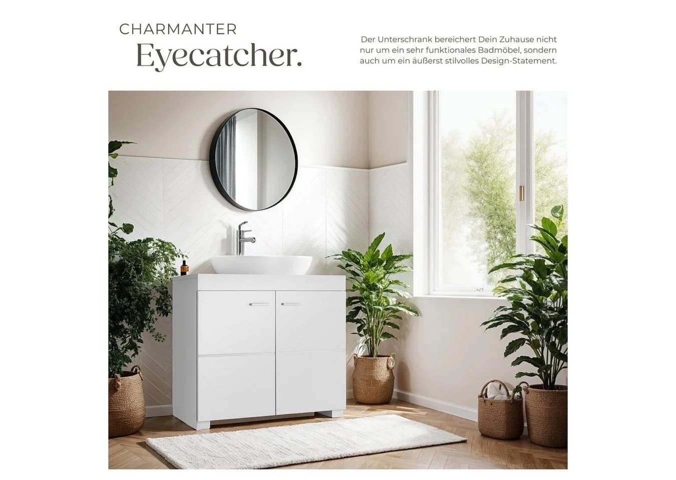 tectake Waschbeckenunterschrank Idris Weiß 2 Fächer - Bild 3