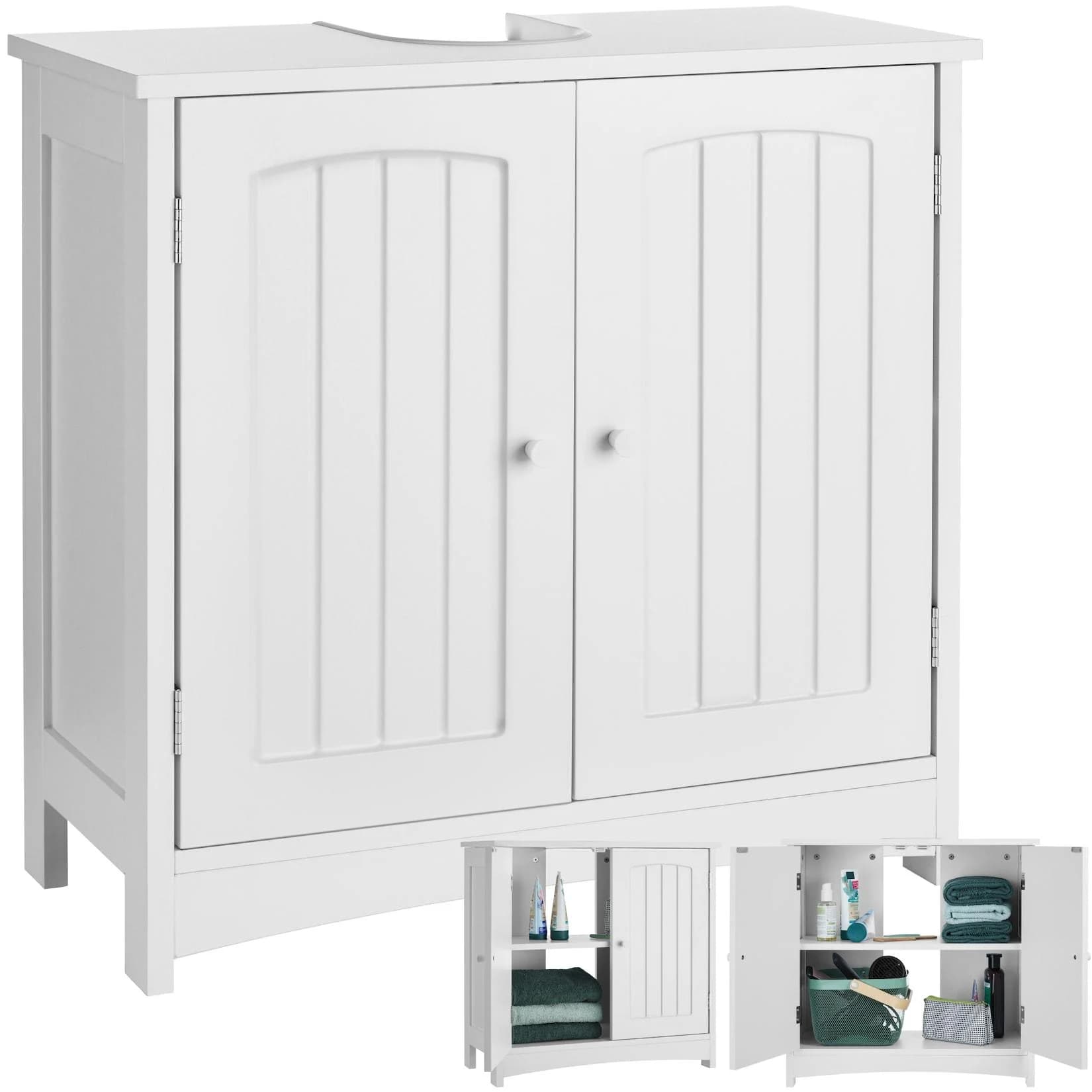 tectake Waschbeckenunterschrank Jasper 2 Fächer Weiß Landhauslook