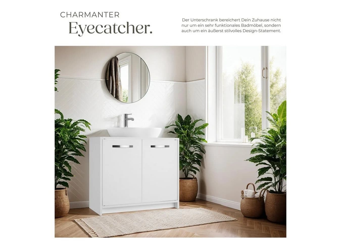 TECTAKE Waschbeckenunterschrank Katalina Weiß Modern - Bild 3