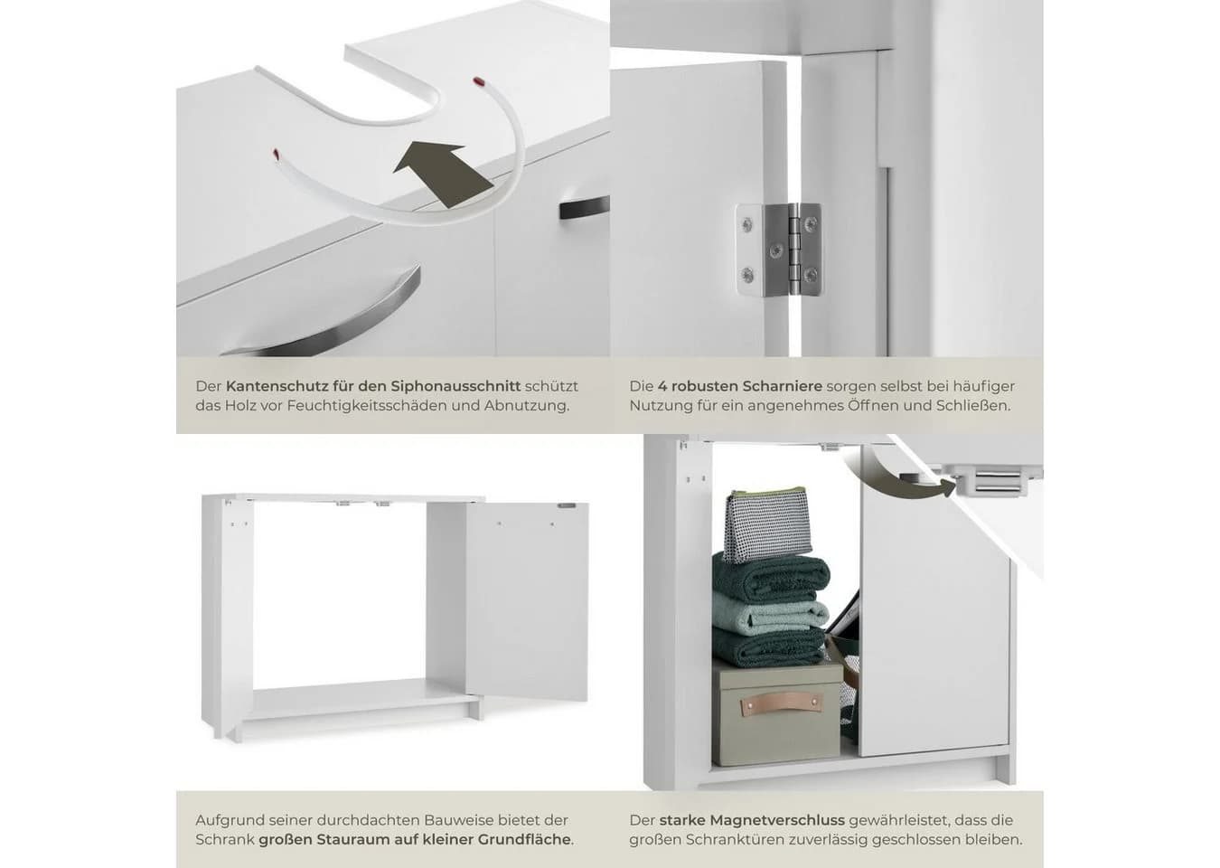 TECTAKE Waschbeckenunterschrank Katalina Weiß Modern - Bild 5