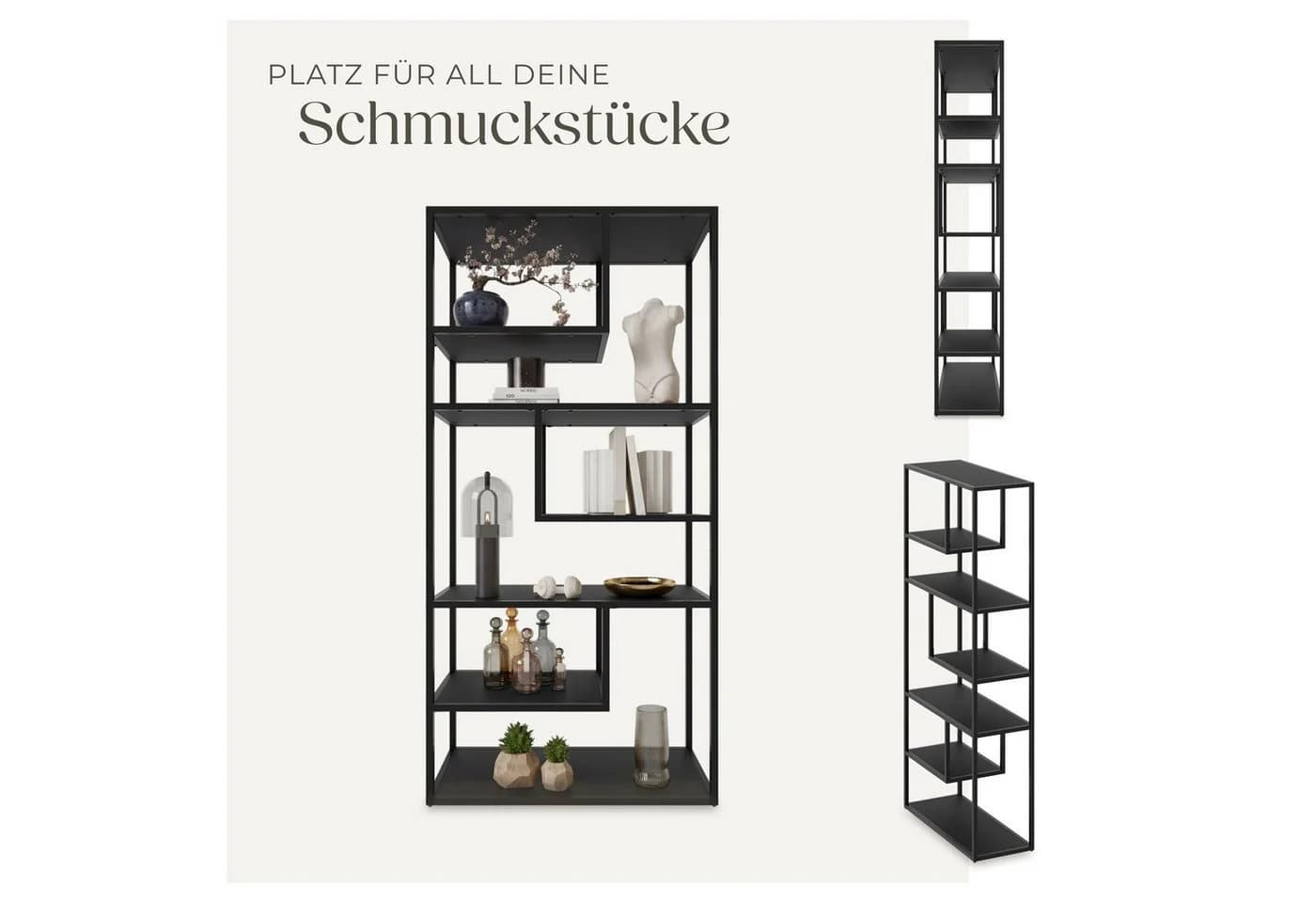 tectake Bücherregal Standregal 6 Fächer Industrial Look Schwarz - Bild 3