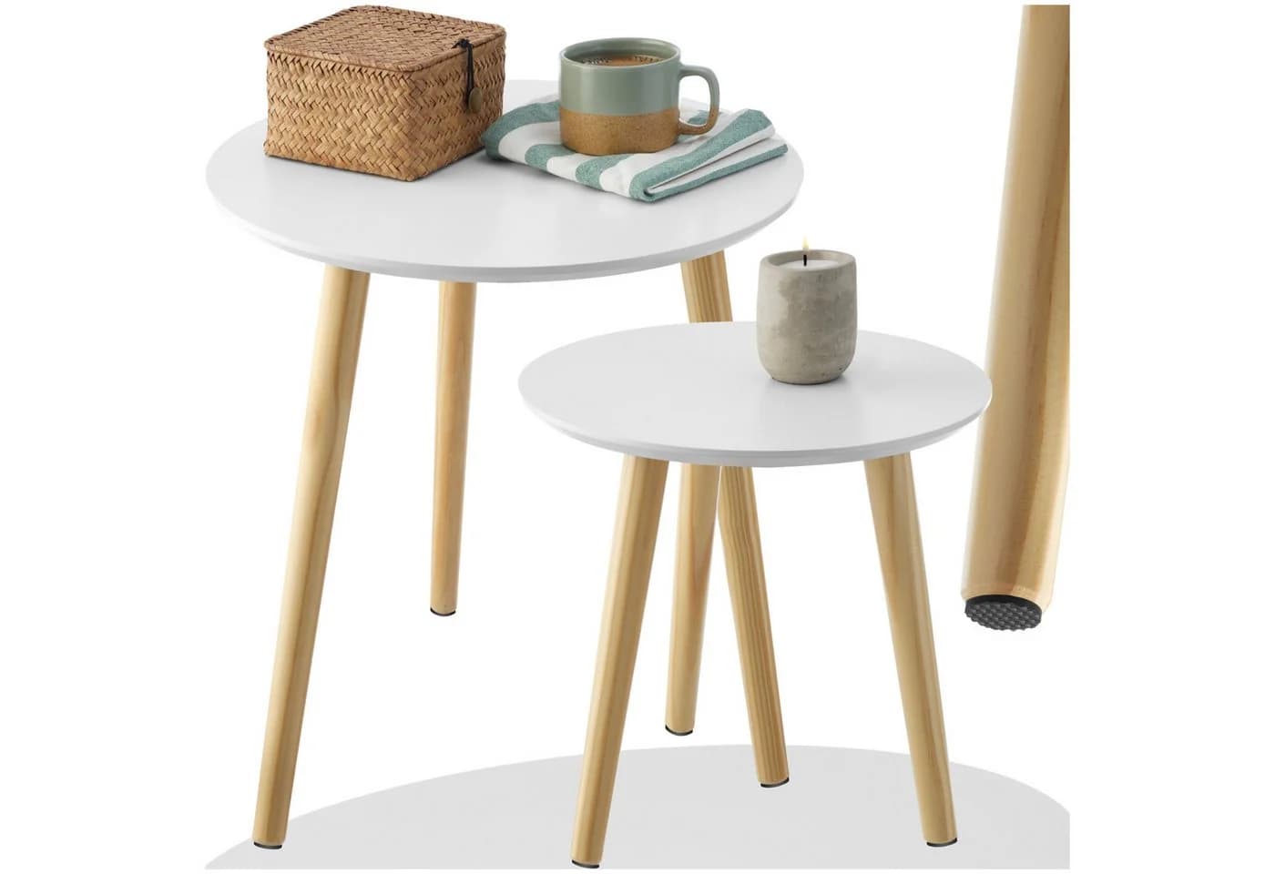 tectake Beistelltisch 2er Set Skandi-Look MDF Pinienholz - Bild 2