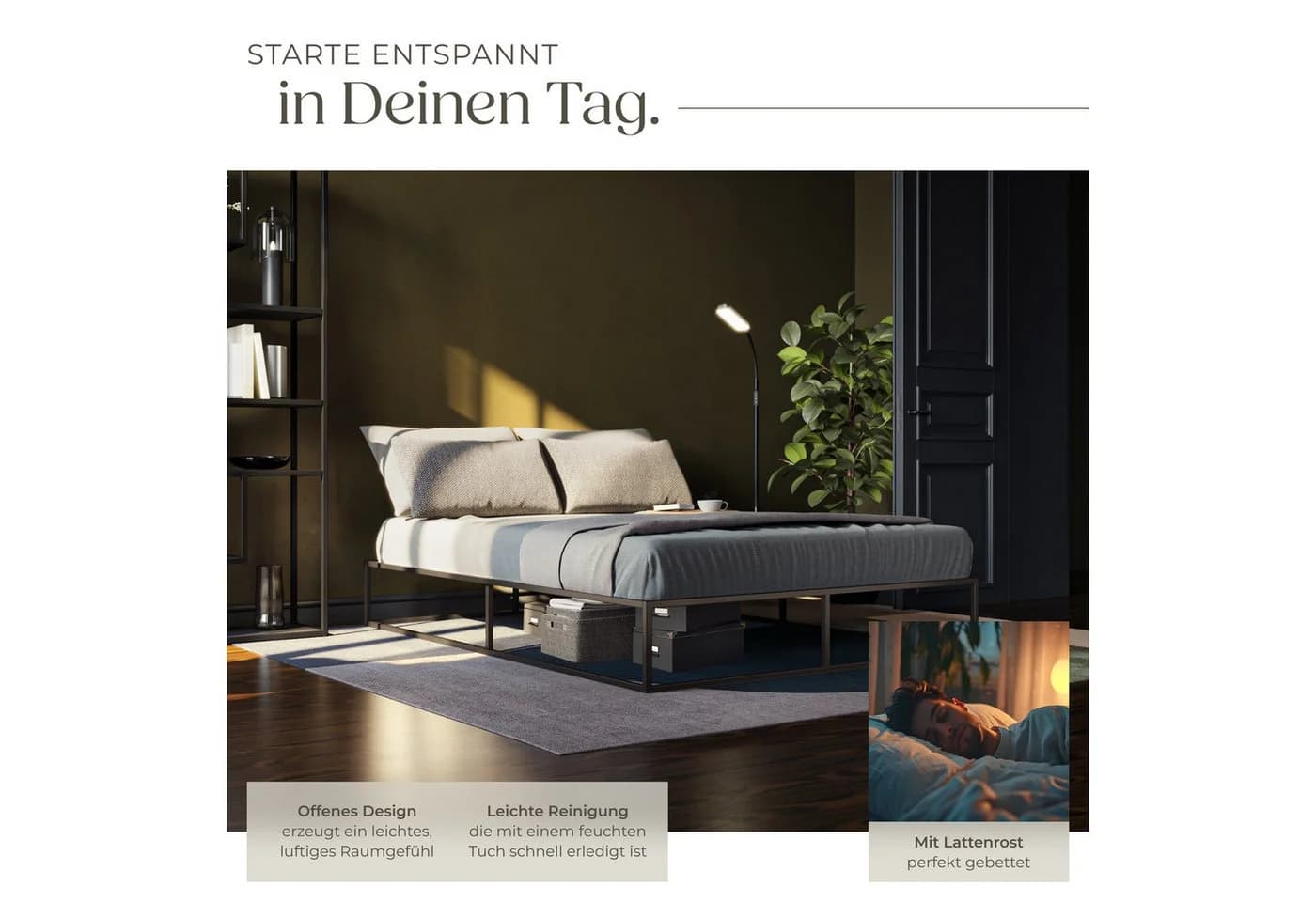 tectake Bettgestell Stahlgestell Plattform Design - Bild 3