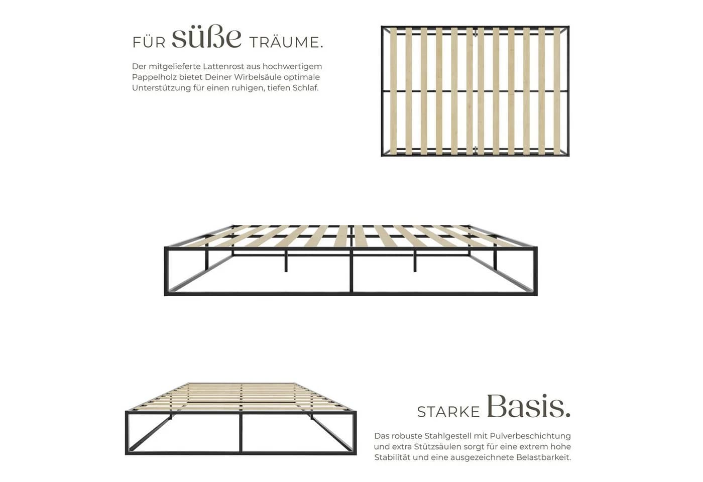 tectake Bettgestell Stahlgestell Plattform Design - Bild 4