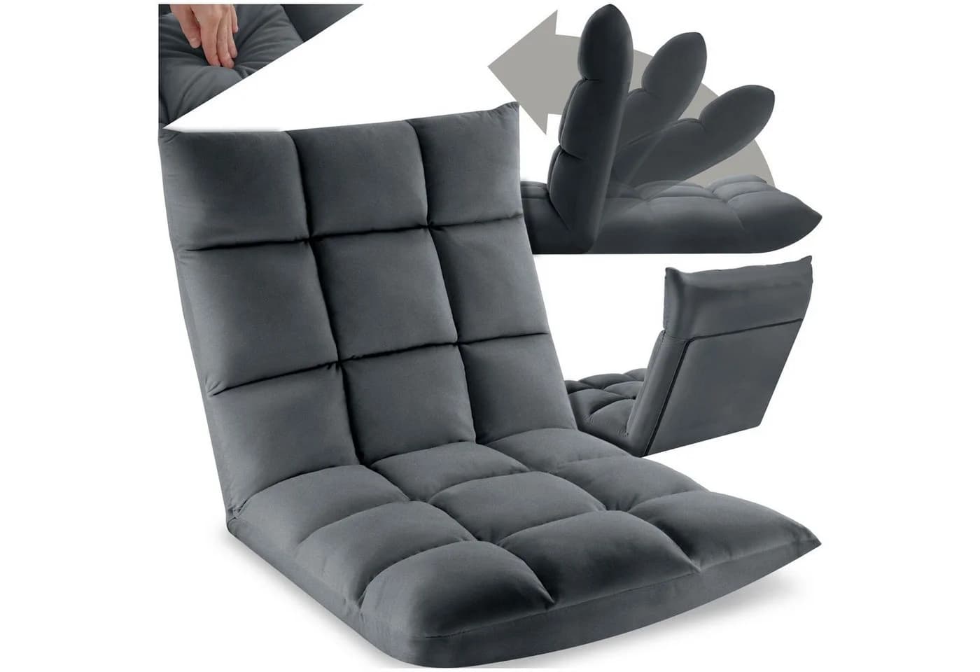 TECTAKE Relaxsessel Snooze Grau Samtbezug Verstellbar - Bild 3