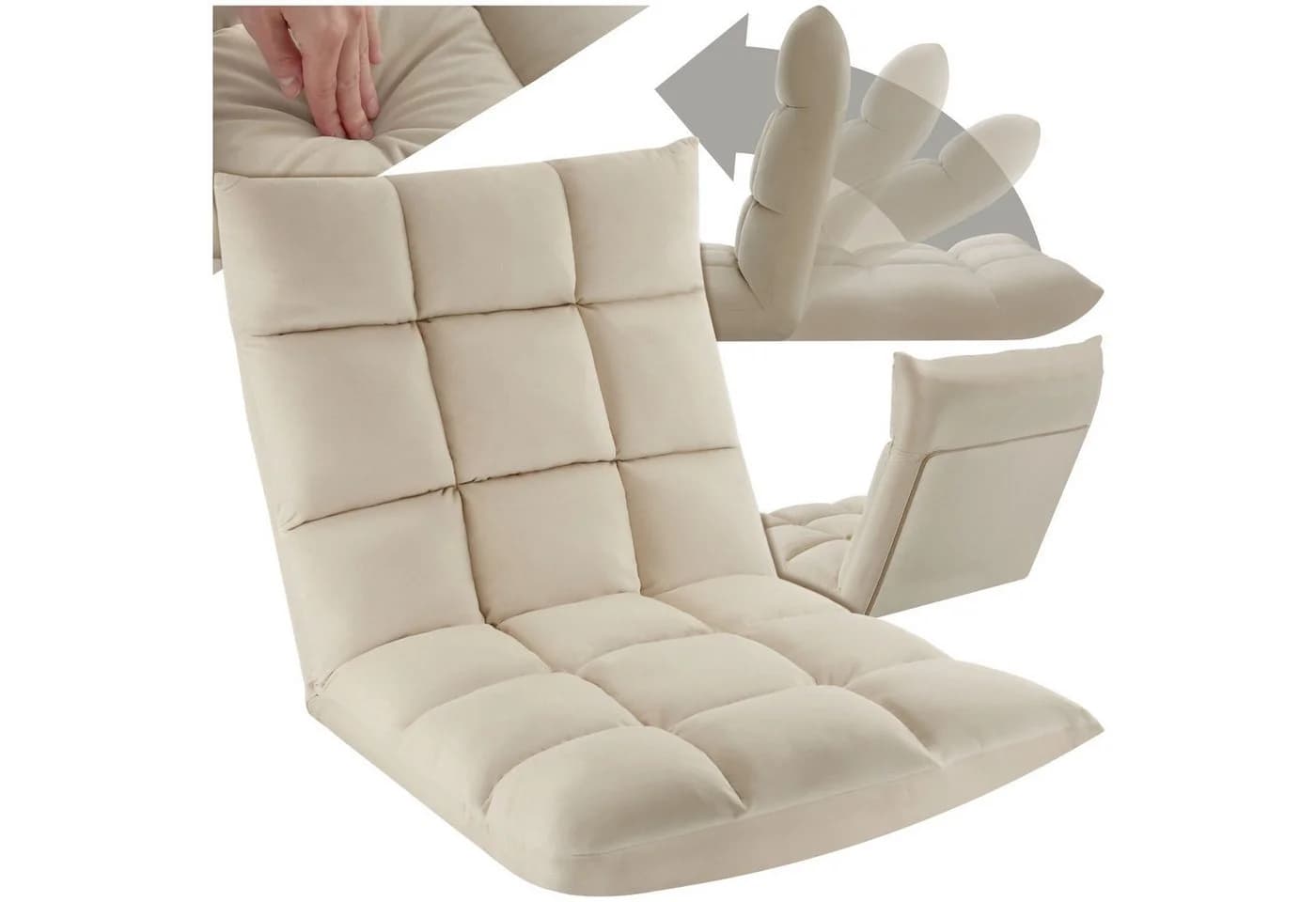 tectake Relaxsessel Snooze Beige Samt 3-in-1 verstellbar - Bild 3