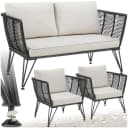 tectake Garten-Loungeset 3-tlg. Wetterfest Polyrattan Bild 1