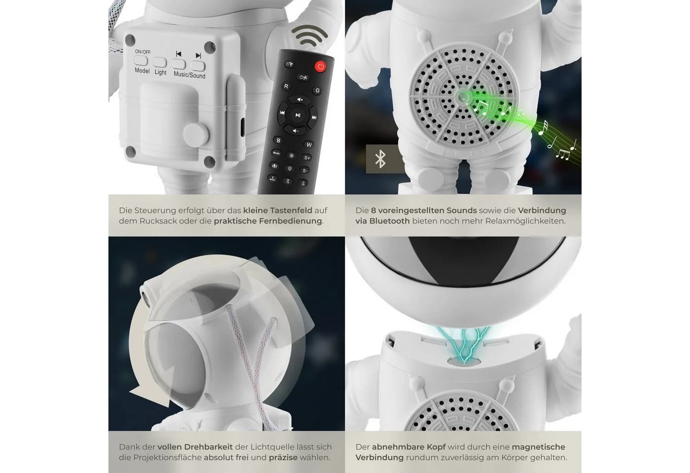 tectake LED Sternenhimmel Projektor Astronaut mit Bluetooth und Timer - Bild 4