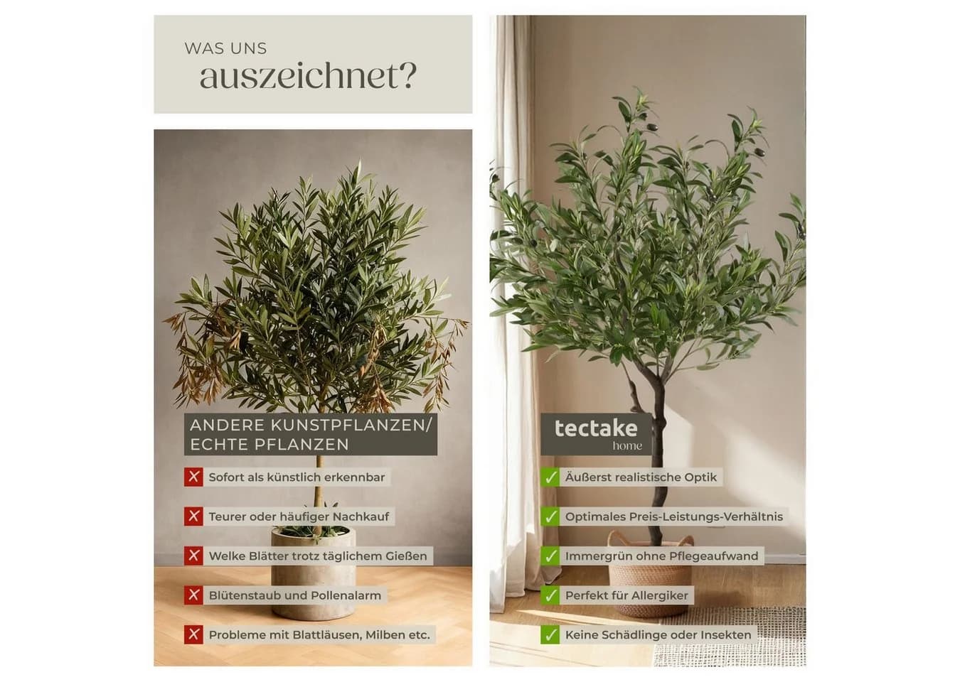 TECTAKE Künstlicher Olivenbaum 120 cm Grün - Bild 5